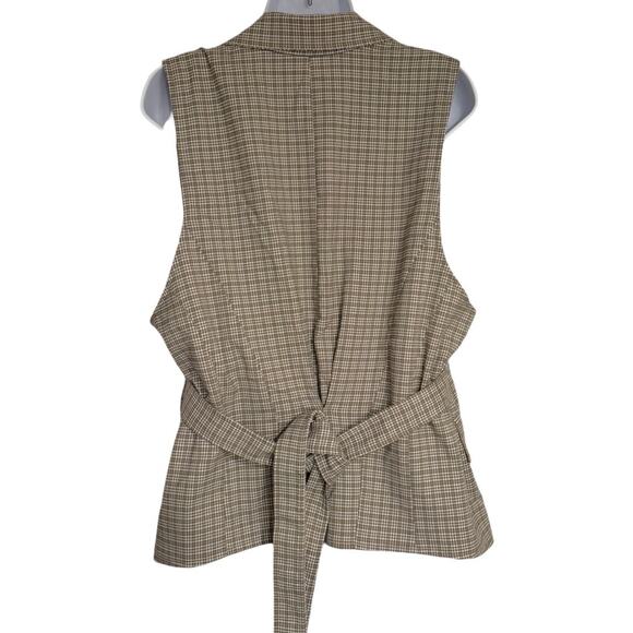 Free People Amber Belted Vest Women's XL Neutral Combo Academia Preppy NEW - Picture 5 of 7
